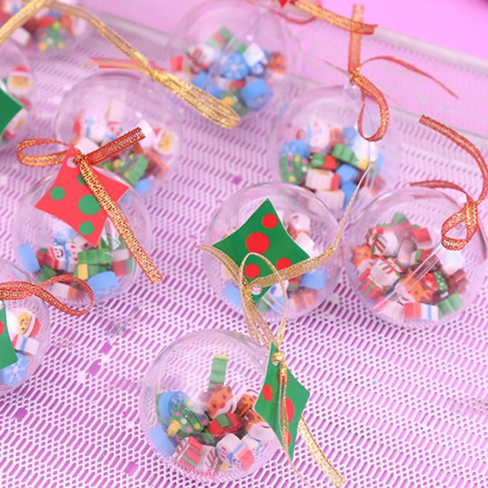 Cute Mini Christmas Eraser Santa Kawaii Pencil Erasers Cartoon Snowman Christmas Ball Office Supplies