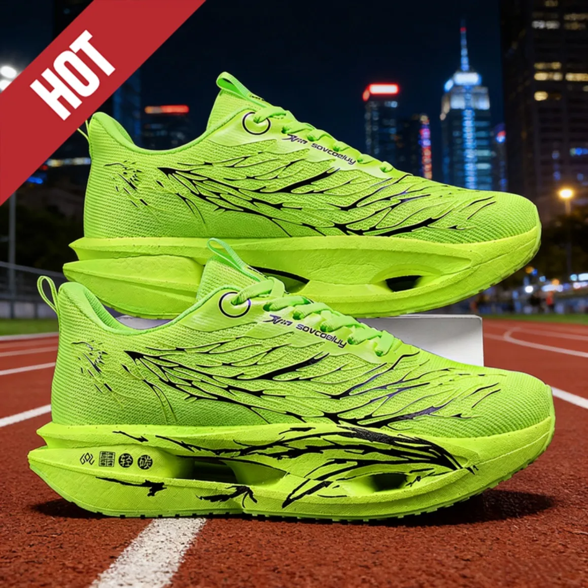 Carbon Plate Running Shoes Men Women Marathon Sports Sneakers Breathable Lightweight Shock Absorbing Non Slip Athletic Shoes