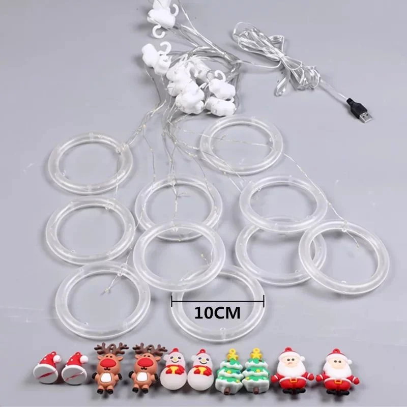 2023 Novo USB Elk Snowman Cortina String Lights 3M Árvore de Natal Garland Fadas Luzes para Casa Festa de Casamento Ano Novo Decoração