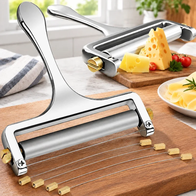 Stainless Steel Cheese Slicer Wire, Adjustable for Cutting Cheddar, Mozzarella, Gruyere, and Raclette Blocks