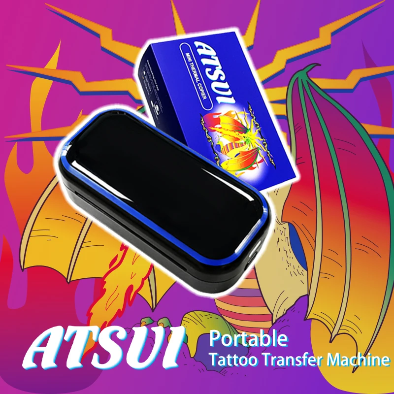 ATSUI Wireless Portable Digital Mini Thermal Copier Thermal TattooTransfer Printer Machine and Roll Paper Set