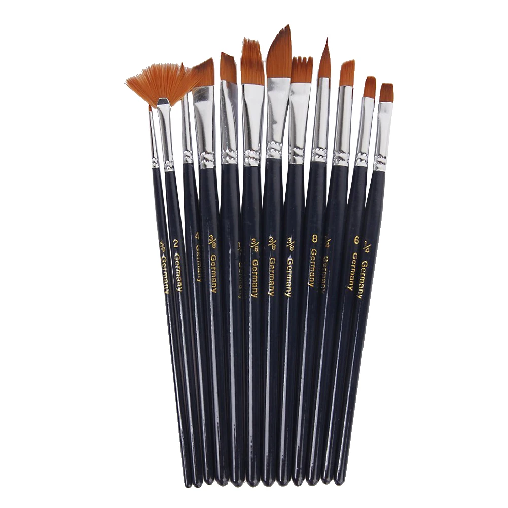 

12pcs Paintbrushes Set Nylon Hair Brown Black Handle Short Wooden for Acrylic Oil Watercolor 3 8 1 4 1 2 5 0 2 4 6 8 Sizes Art