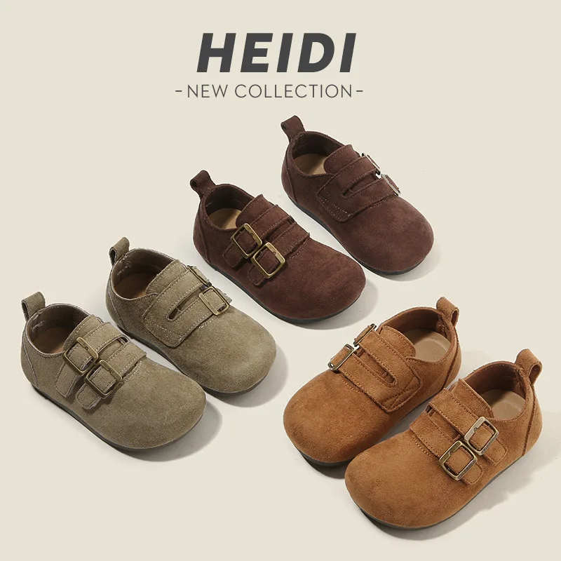 2026 New Children's Leather Shoes Spring Autumn Round-toe Kids Causal Shoes Fashion Boys Girls Solid Color Flat Shoes