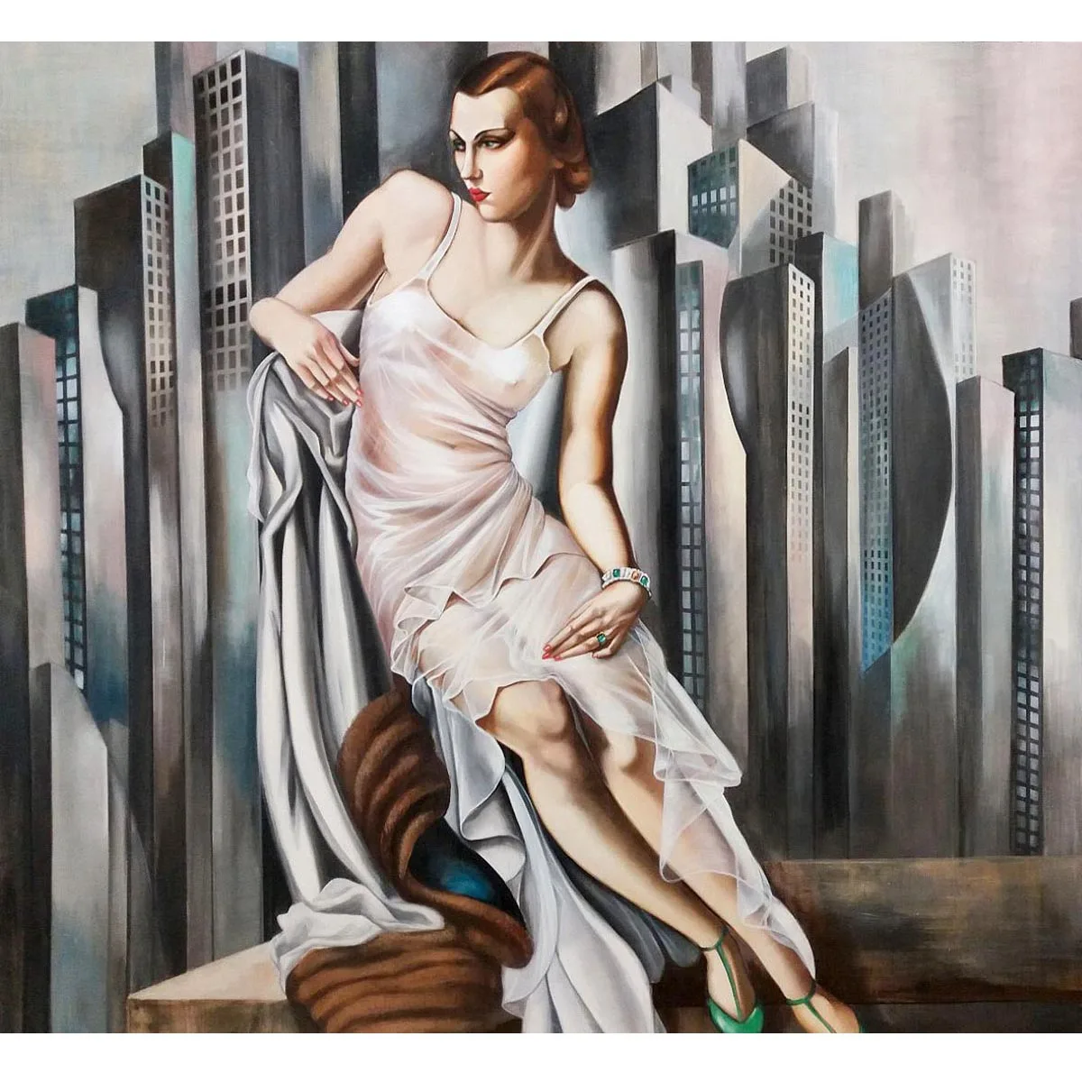 Tamara De Lempicka Artwork Portrait de Madame Allan Bott Hand painted   Modern Wall Art Picture for Living Room Home Deco Gift