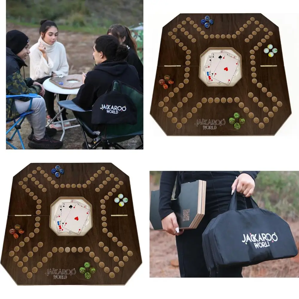 

Strategic Marble Game for 2-4 Players: Jokers & Marbles with Folding Wooden Board (Walnut)