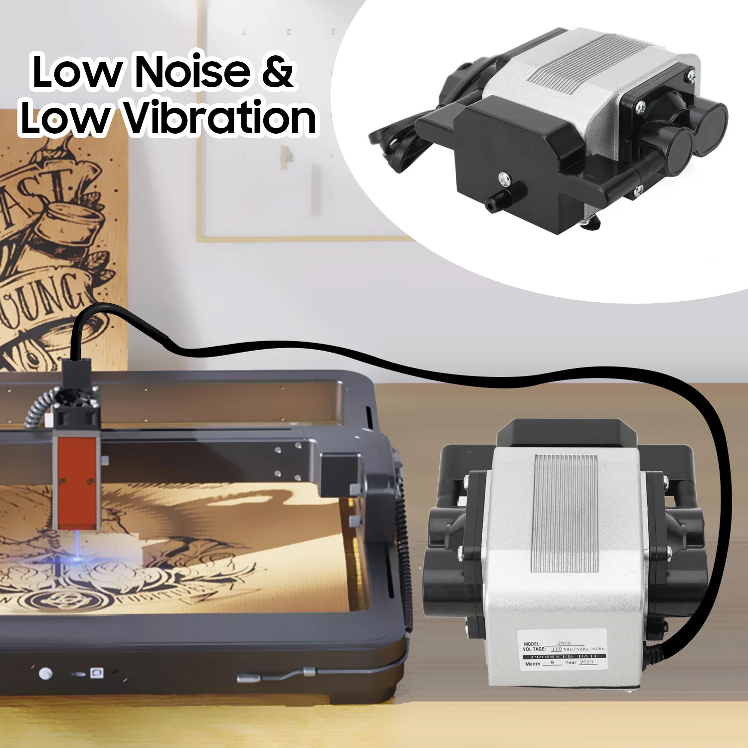 مضخة مساعدة الهواء بالليزر حفارة قطع آلة الحفر مساعدة الهواء/مضخة الهواء/مجموعة مساعدة الهواء مع مضخة هواء تدفق هواء قابل للتعديل