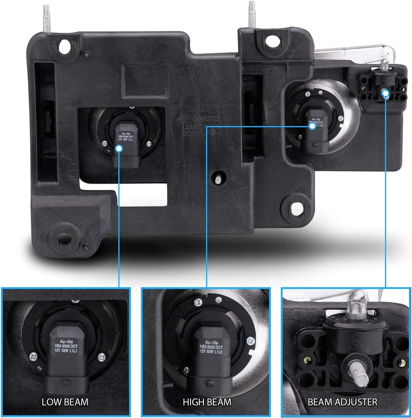 زوج المصابيح الأمامية OBS الكريستالية الدخانية لشاحنة كاملة الحجم 88-02 Chevy GMC Pickup - جانب الركاب والسائق #5