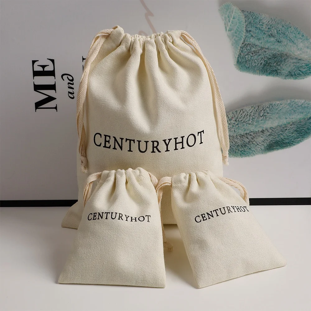 Cotton Gift Bags 7x9cm 9x12cm 10x15cm 13x17cm Makeup Muslin Drawstring Pouches Wedding Birthday Party Candy Logo Sack