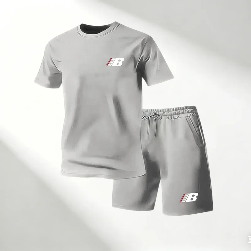 

Men Fitness Sportswear Two-piece Quick Dry Short Sleeve Tee & Shorts Training&Exercise Sets Weightlifting Running Activewear New