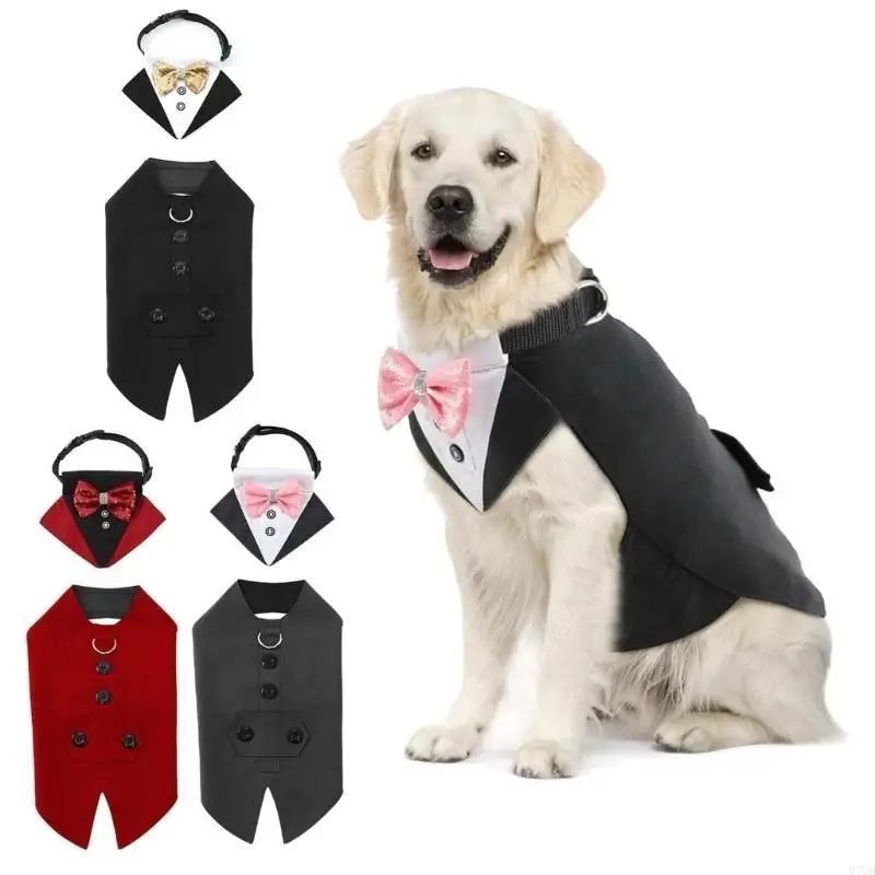 97QD Dog Wedding Suit Butterfly Tie Pet Tuxedo เครื่องแต่งกายชุดเสื้อผ้าสุนัขจัดหา