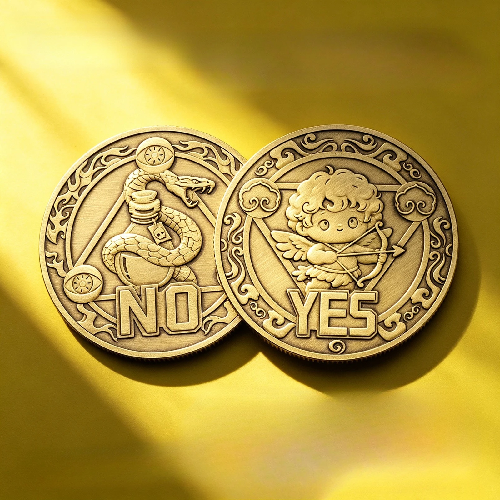 Cartoon Commemorative Badge YES/NO Decision Coin Souvenir Collection Fun Choice Play Crafts Desktop Game Small Props