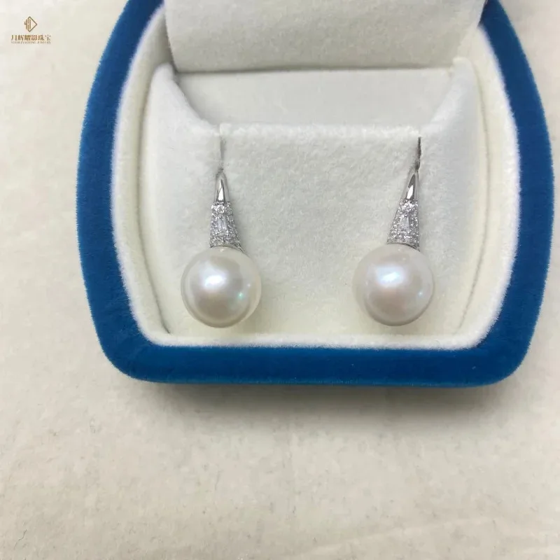 Natural Freshwater Pearl Purple Strong Light Slight Flaw 9-10mm S925 Silver High Heel Women's Ear Hook Earrings Wedding
