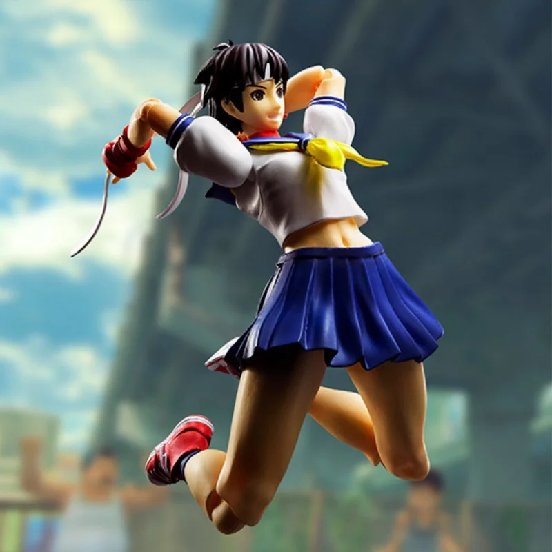 Bandai Original SHF Street Fighter série No.08 Sakura Kasugano Anime poupée d'action jouet fait à la main modèle bijoux cadeaux pour enfants