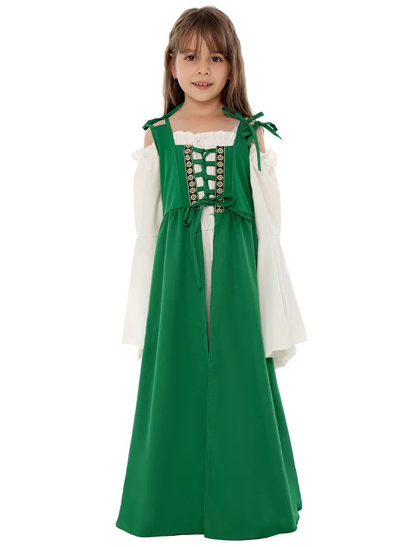 Halloween Vintage Kostuum Vierkante Kraag Taille Gebundeld Renaissance Dr Chinese Productie Zomer 2024 Stage Faion