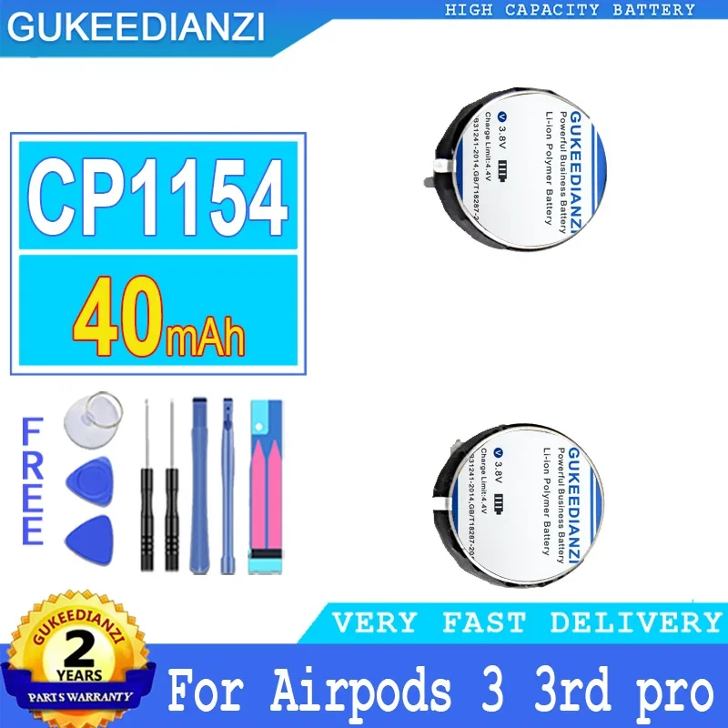 40mAh/730mAh GUKEEDIANZI Battery CP1154 for airpods 3rd 3 PRO 3Pro A2084 A2083 Charging Box and Earphone