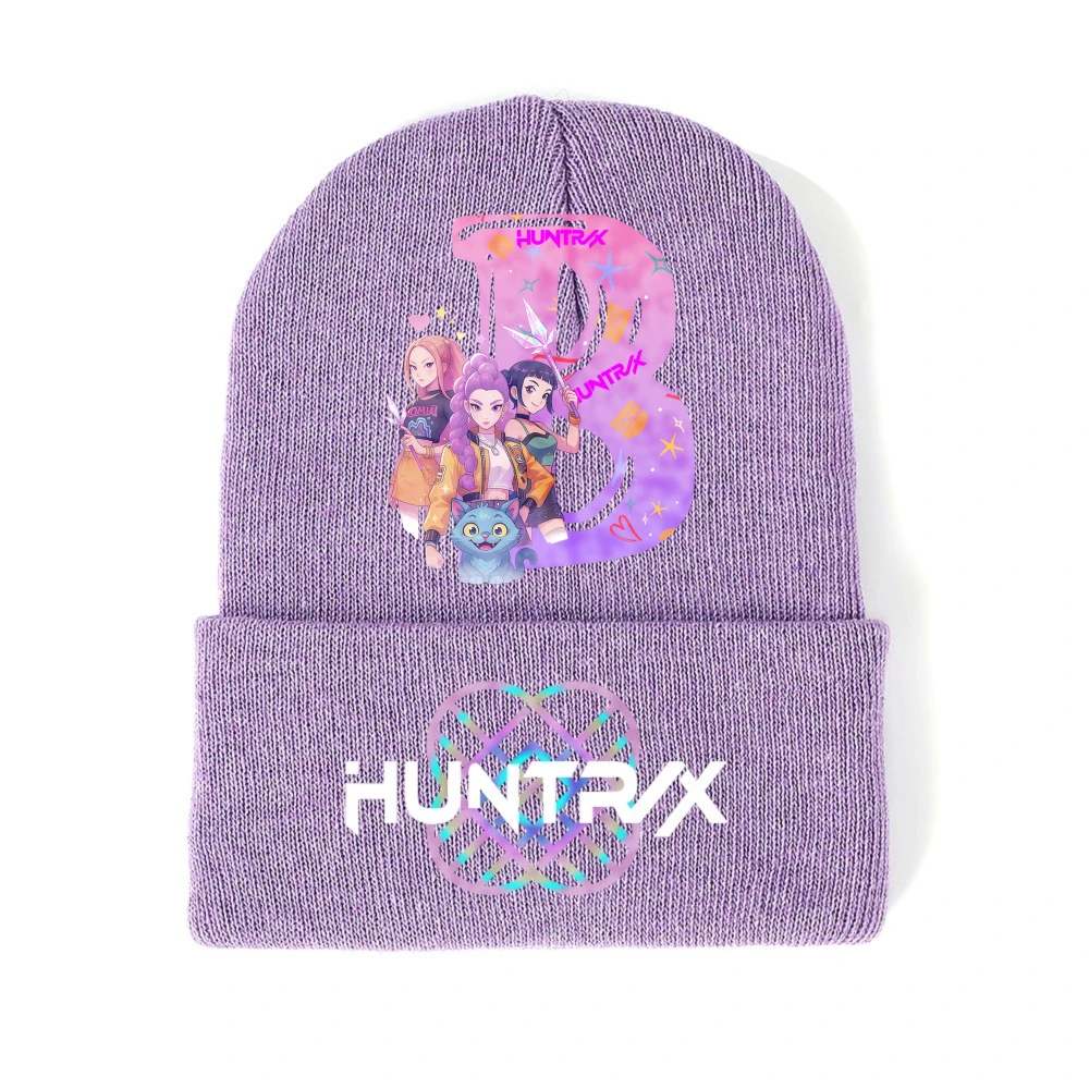 K-Pop Devil Hunter Gebreide meisjesmuts Winter Cartoon Letter Kinderhoed Puur katoen Wol Materiaal Anime Kinderverjaardagscadeau