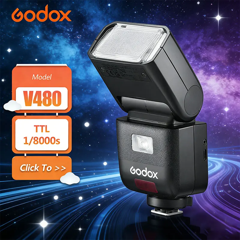 

Godox V480 TTL Li-ion Camera Flash, 650 Full-Power Flashes Built in Styling Light for Canon/ Nikon /Sony/FUJIFILM/Olympus