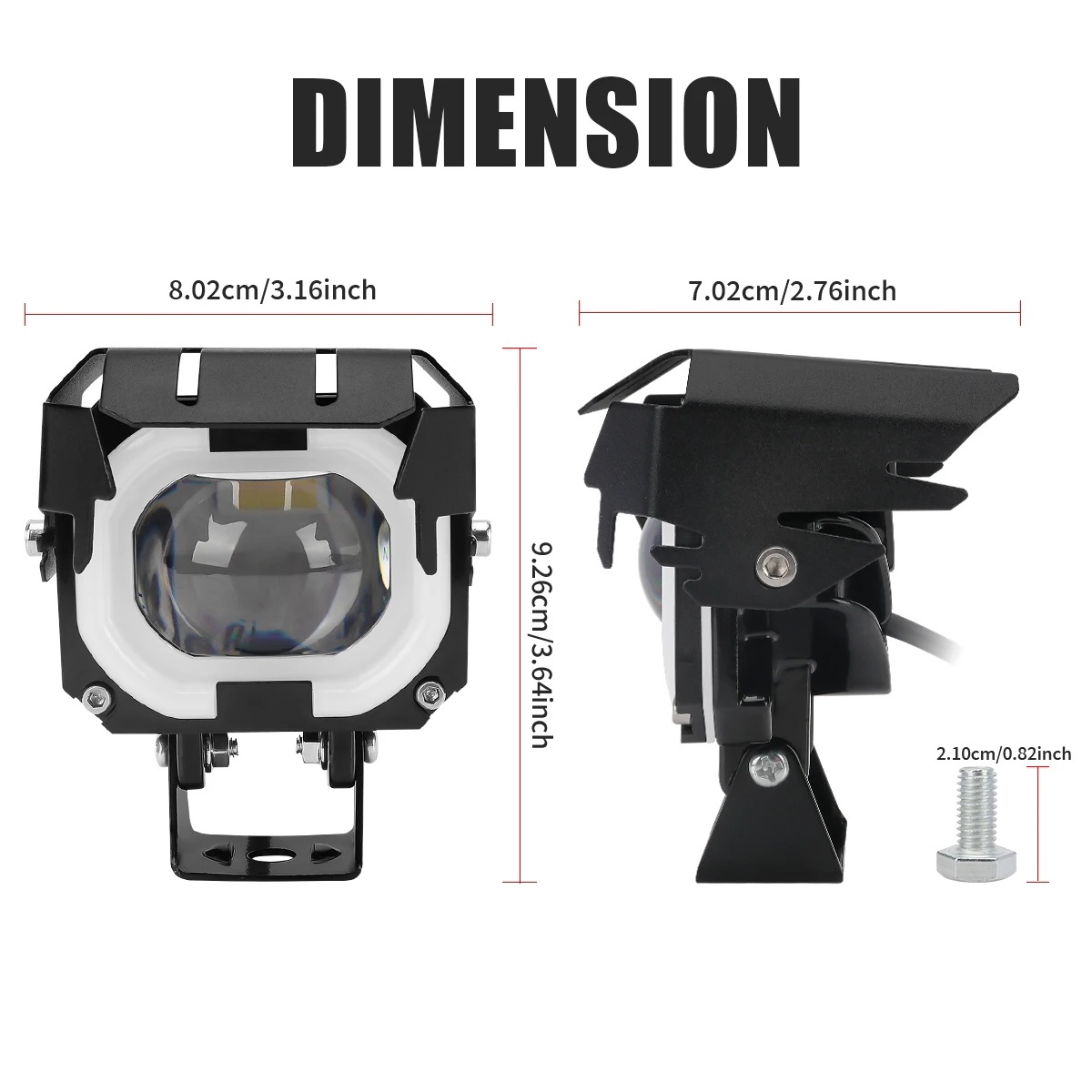 1Pair Universal 12V Motorcycle Driving LED Spotlight Dual Color High/Low Beam Moto Headlamp With Dust Guard Angel Eyes LED Light