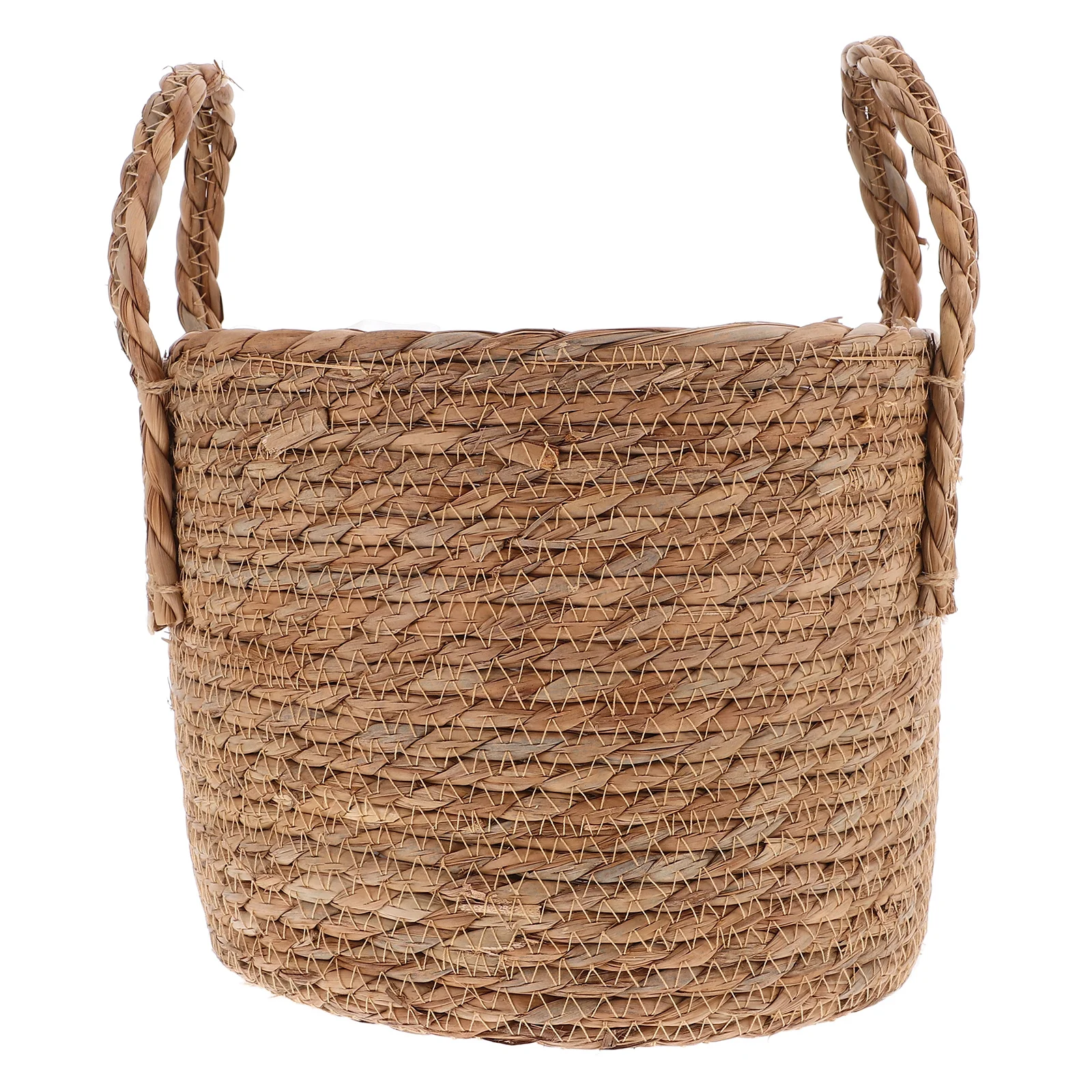 

1pc Retro Straw Flowerpot Storage Basket Home Decor Seaweed Material Planter For Faux Flowers Makeup Brush Holder 25Cm