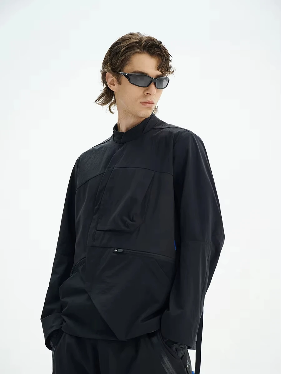 REINDEE LUSION 24SS 0221 وظيفية طاردة للماء تانغ البدلة سترة TECHWEAR جميع الأسود نمط الشارع الشهير #1