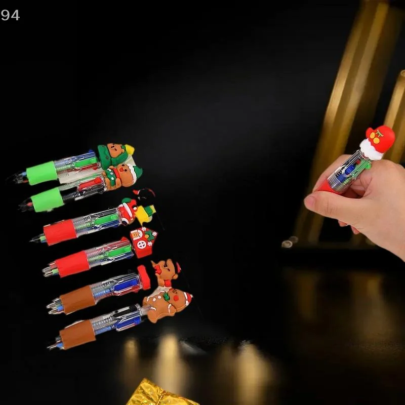 5-30 шт. смешанная рождественская шариковая ручка 4-в-1, мультяшная ручка Санта-Клауса, снеговика, ручка для письма, студенческие канцелярские принадлежности, детский подарок на Новый год