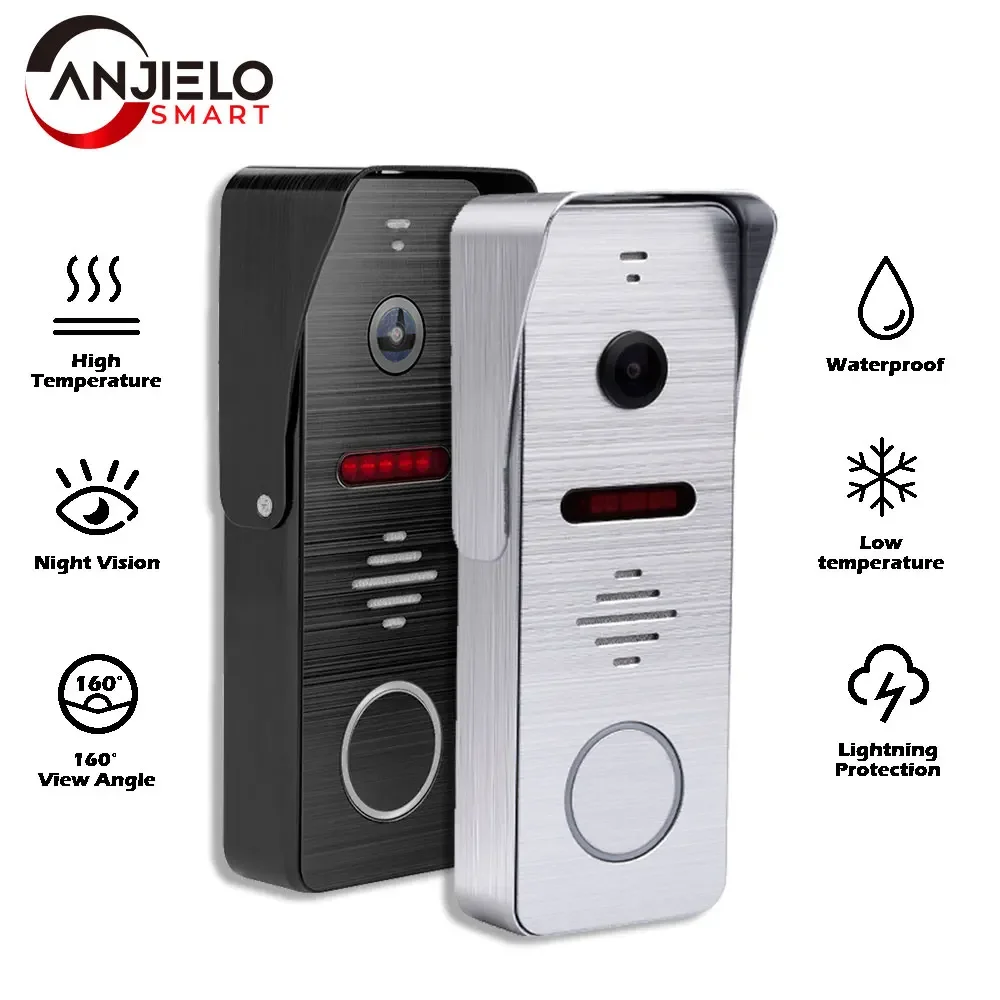 1080P Video Intercom Outdoor Panel IP65 Waterproof Night Vision Doorbell Talking Connect Anjielo Monitor 160° Wide-angle Lens