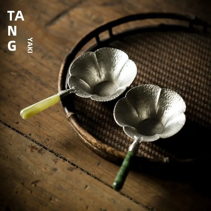 

Tang Song High-End Pure Tin Hammer Pattern Tea Strainer Creative Jade Handle Tea Pouring Tea Ceremony Accories Gongfu Tea ...