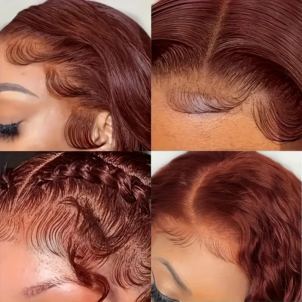 Reddish Brown bob Body Wave Lace Frontal Wigs 13x4 Lace Frontal Human Hair Wig Body Wave Fall Colored Human Hair  Wigs For Women