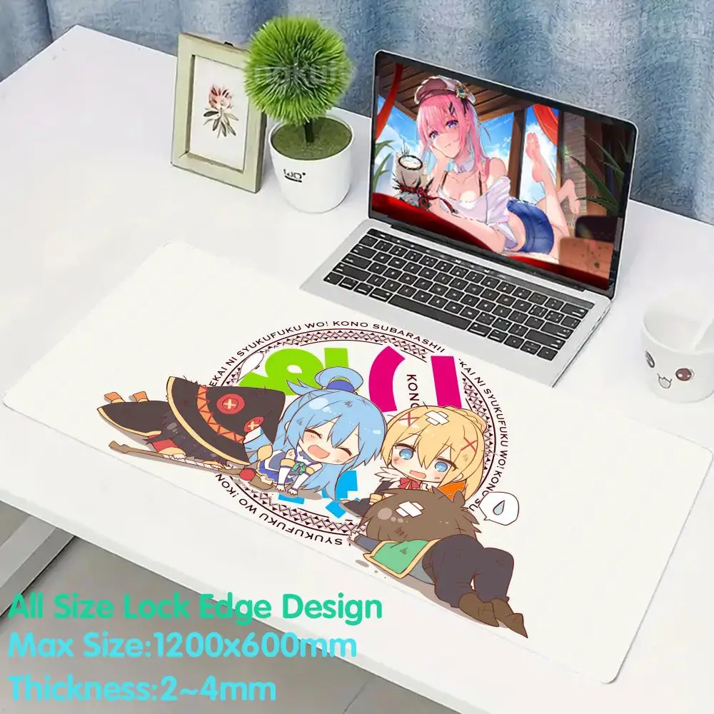 K_konosuba Mouse Pad Rubber Game Smooth FPS Special Rubber Mouse Pad Mouse Pad 4mm Computer Desk Mat Super Big Large Desk Cover