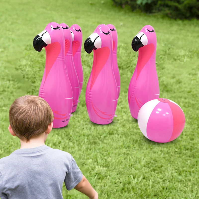

Надувной набор для боулинга, игровой реквизит, забавная уличная спортивная игрушка для боулинга с фламинго для детей, интерактивные игрушки для родителей и детей