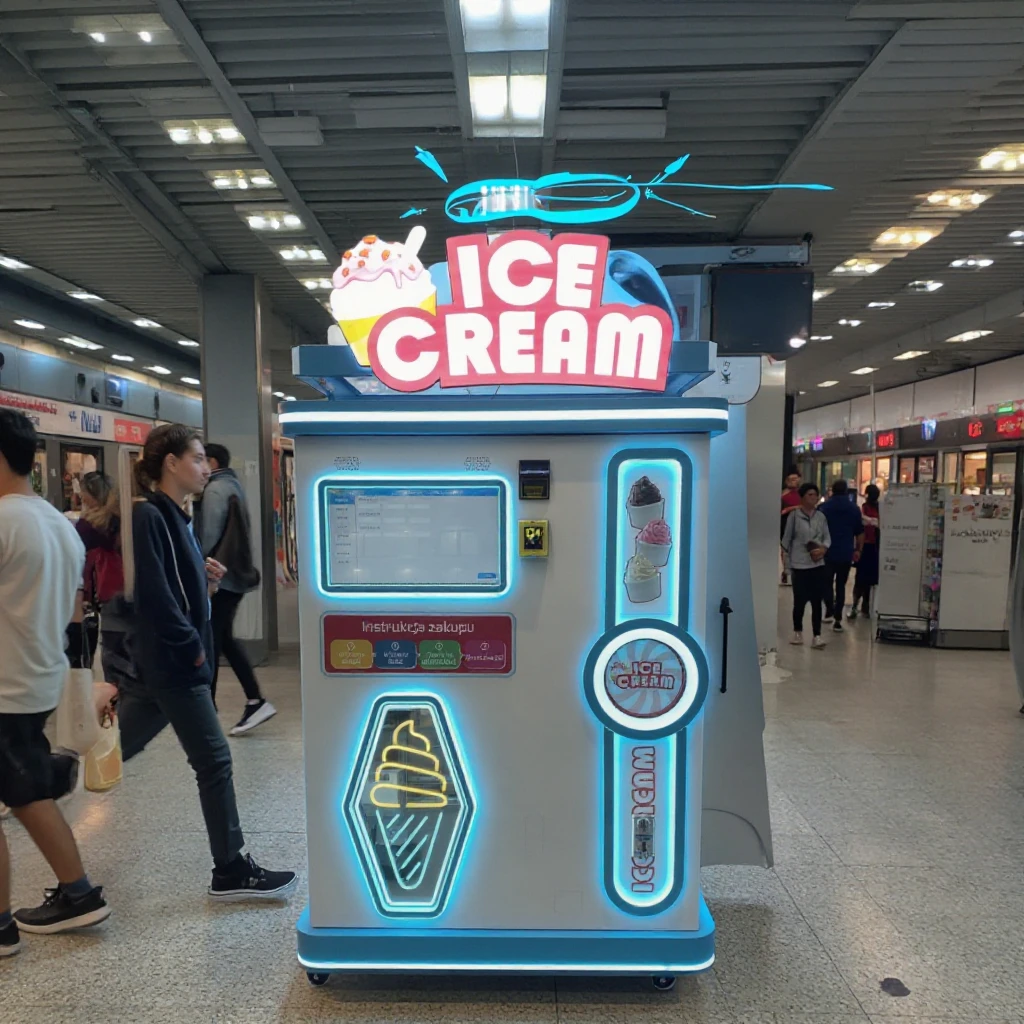 Smart Fully Automatic Digital Touch Screen Ice Cream Vending Machine SDK Function New Outdoor Subway Soft Ice Shopping Malls