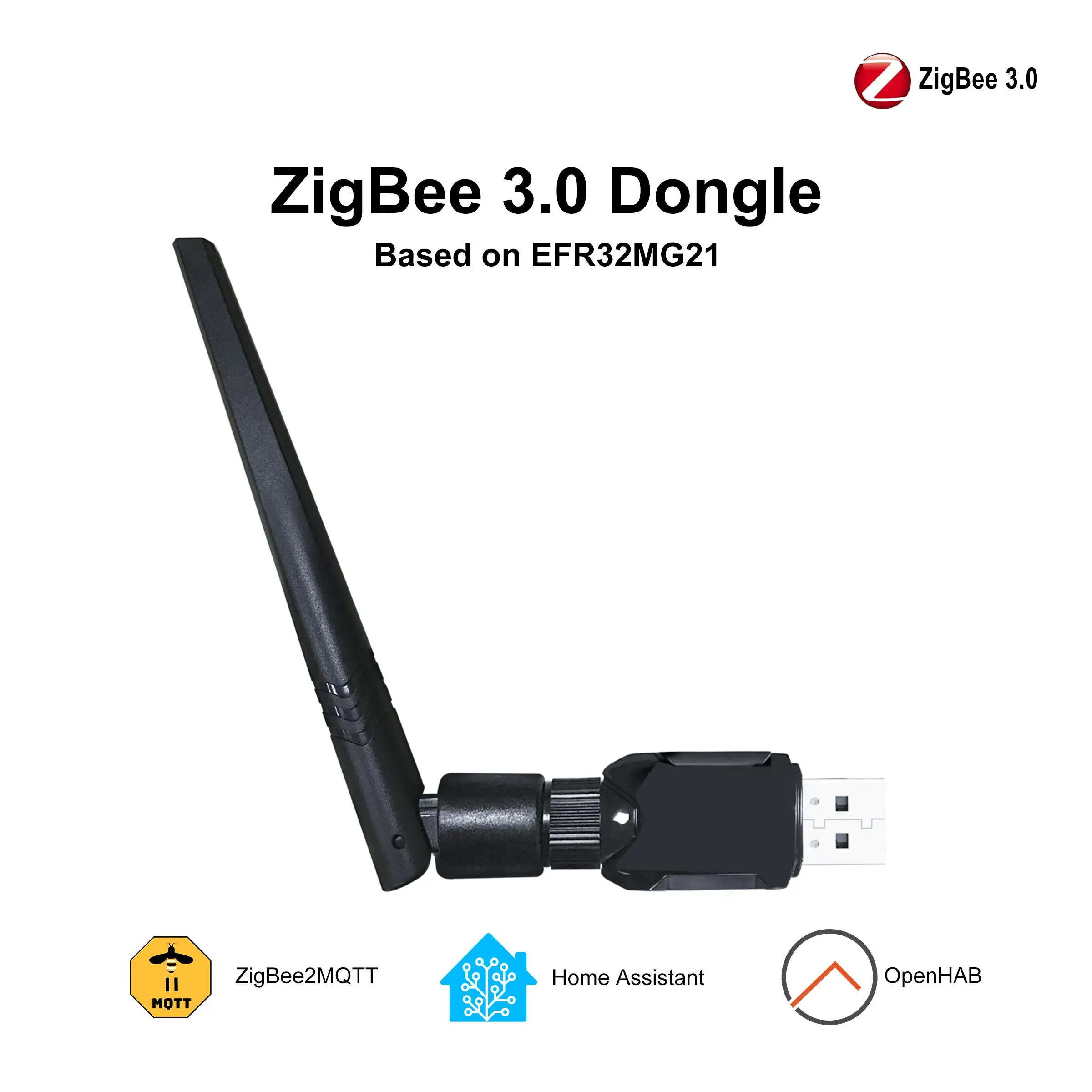 

USB-шлюз ZigBee 3.0 Dongle, универсальный шлюз ZigBee с антенной, совместимый с домашним помощником OpenHAB ZigBee2MQTT