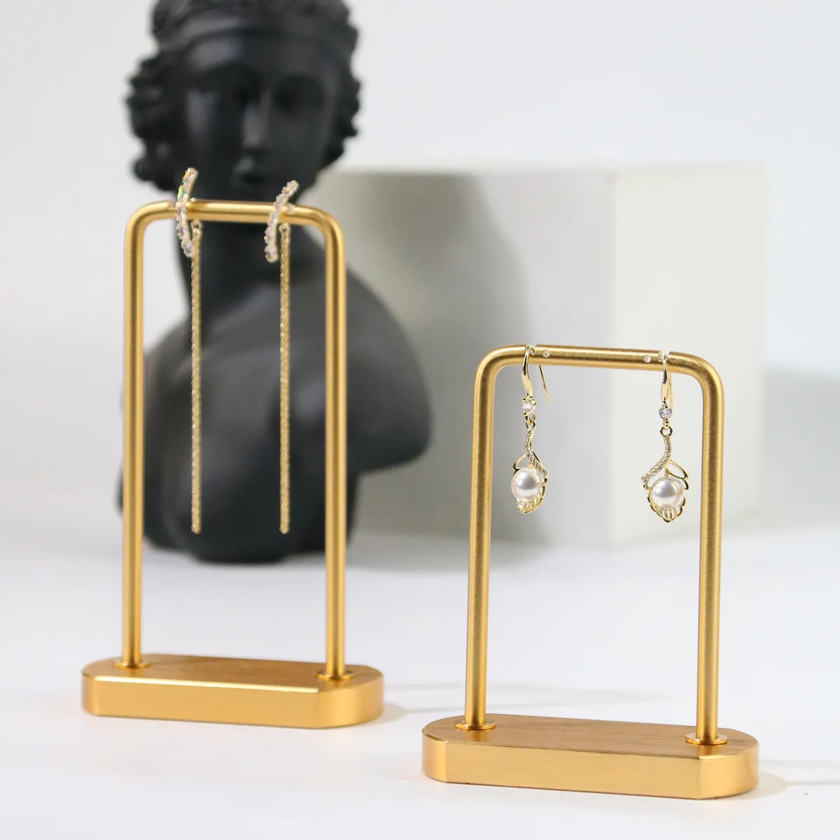 Metal Holder Finger Jewelry Earring T Bar Shelf Hanging Display Stand Ear Studs Storage Organizer Hole Rack