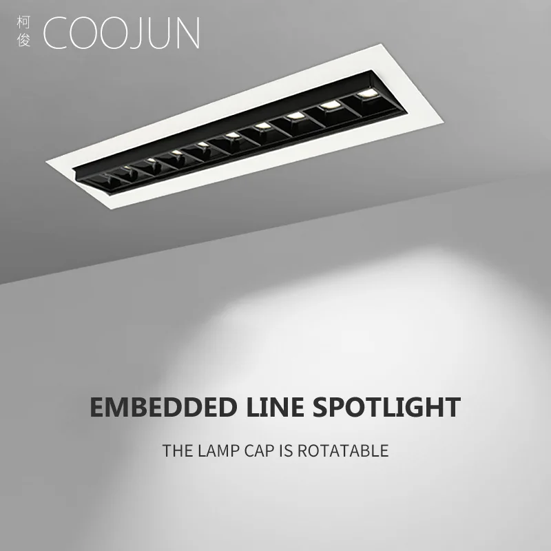 COOJUN LED Recessed Spotlight Kits Black White Trim Linear Array Downlight Ceiling Light Living Room Wall Wash Lamp Linear Light