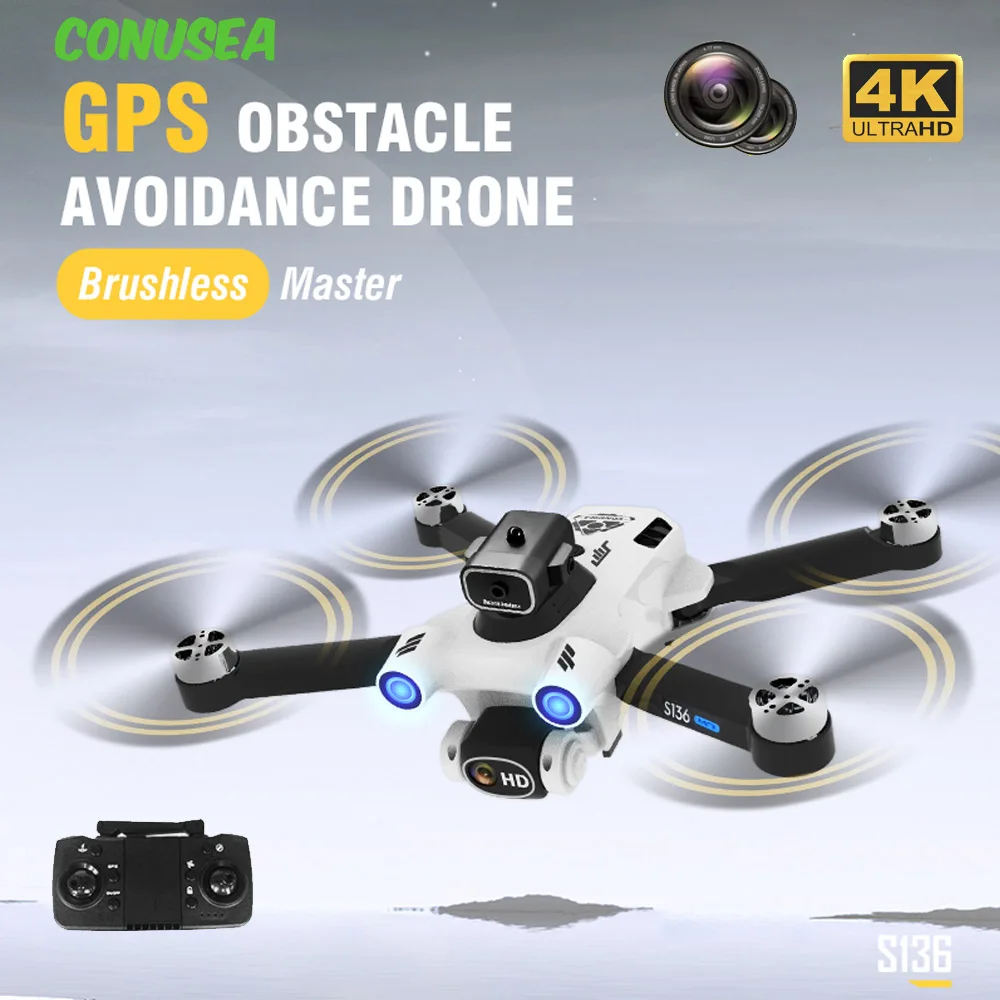 S136 Pro Ultra Gps Rc Drone 8K 4K Dron z kamerą Hd drony profesjonalny Quadcopter bezszczotkowy helikopter unikanie przeszkód Dron