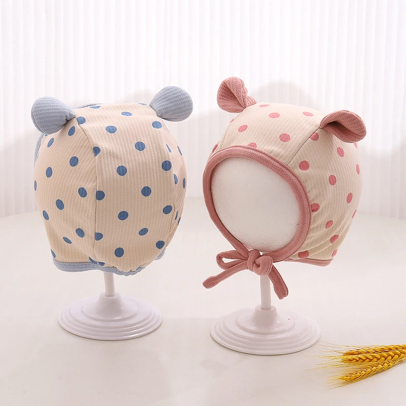 

Детская защитная шапка с точечным принтом, милая шапочка для младенцев с героями мультфильмов, детский головной убор для детей 6-18 месяцев, осенне-зимняя теплая шапка-наушники