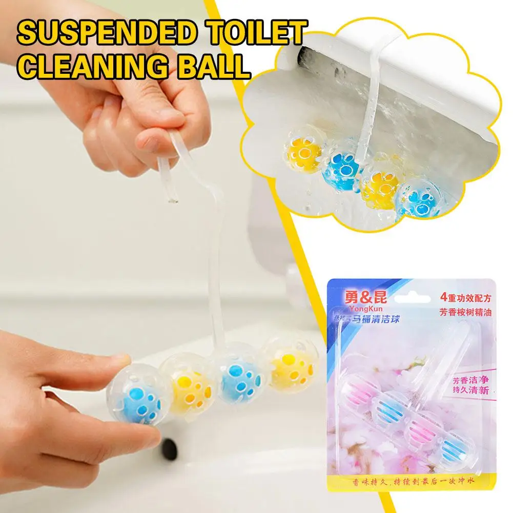 1 Bag Hanging Toilet Bowl Cleaner Balls Closestool Household Cleaner Bathroom Hanging Deodorant Dirt Hygiene X7c5