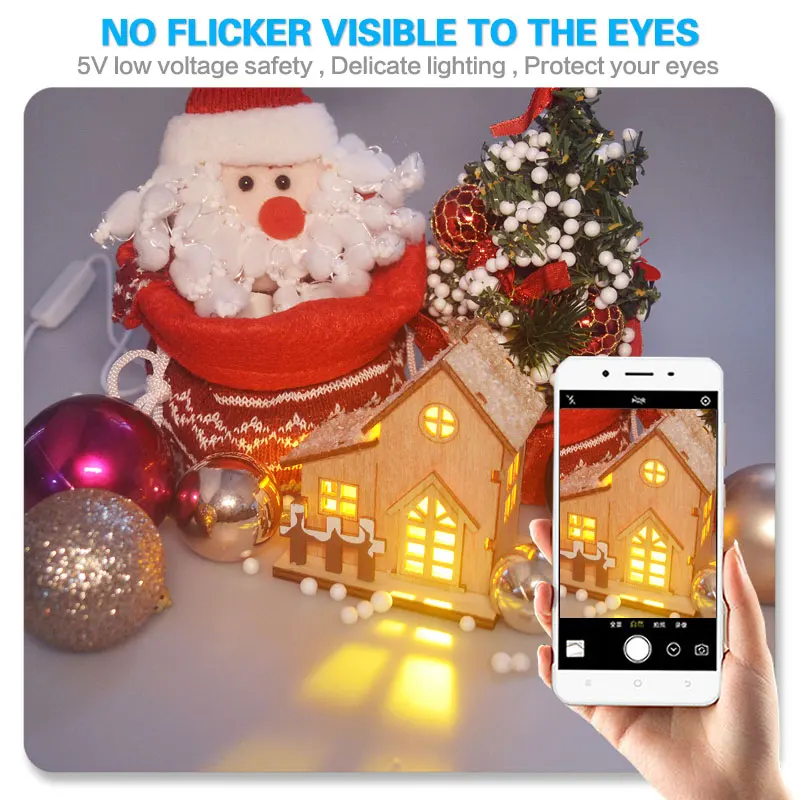 USB Night Lights Christmas DIY Small Village House Night Lamp 5V USB plug Indoor Hanging Lanterns Festive Party Decoration