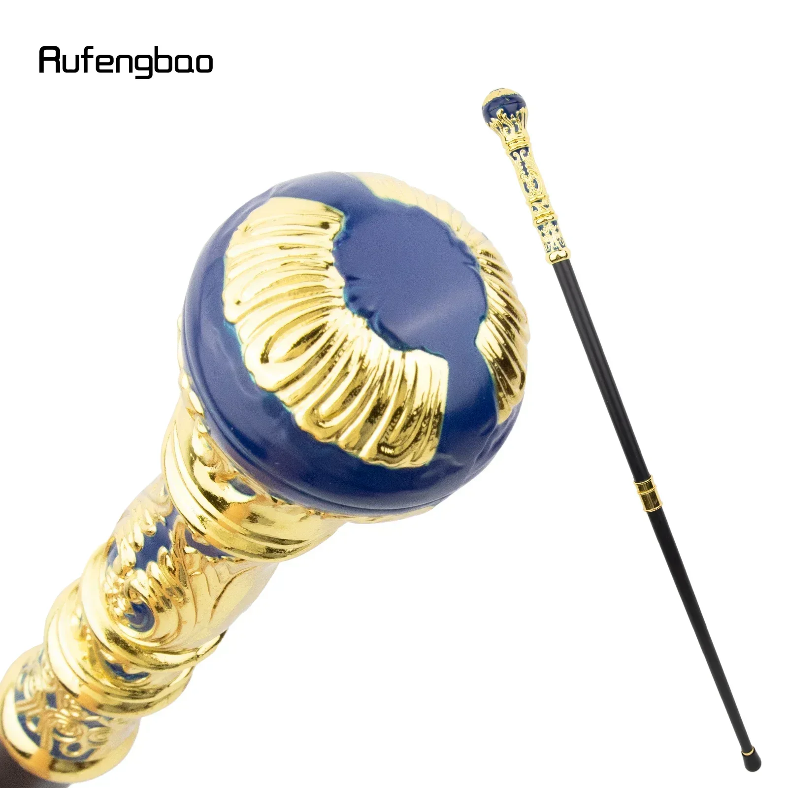 ไม้เท้าทรงกลมหรูหราสีน้ำเงินทอง ด้ามจับทรงแฟชั่น สำหรับงานปาร์ตี้ ไม้เท้าตกแต่ง ไม้เท้าเดินแบบหรูหรา สไตล์ครอสเซียร์ สตีมพังก์ และใช้ในชีวิตประจำวัน ขนาด 93 ซม.