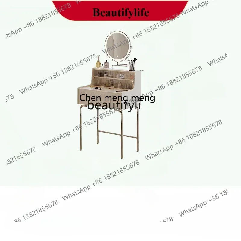 

D178 Y Dresser Small French Cream Style Ultra Narrow Solid Wood Makeup Table Bedroom Modern Simple Mini Dresser