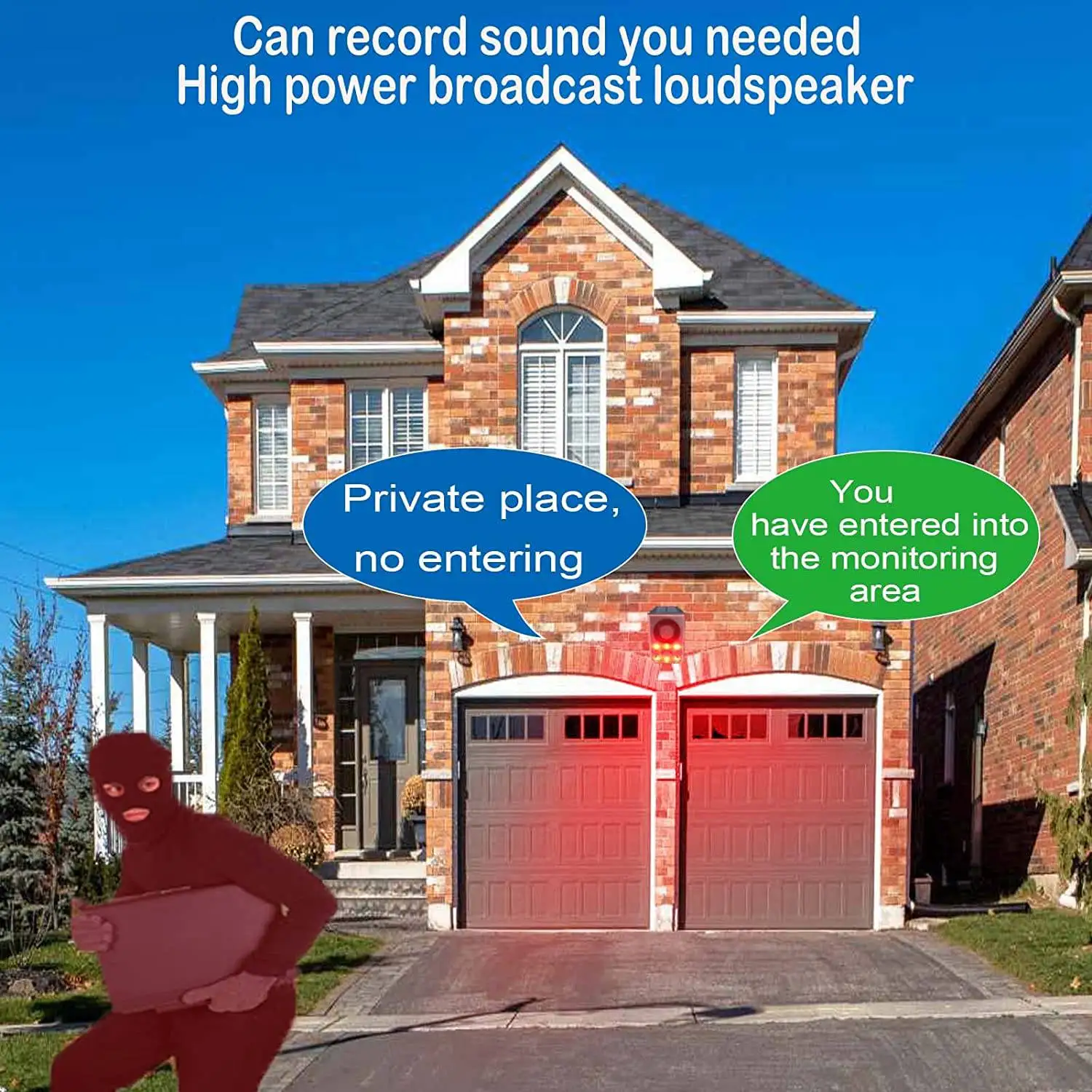 Allarme sensore di movimento solare esterno con telecomando, sistema di allarme di sicurezza con allarme sonoro 130Db