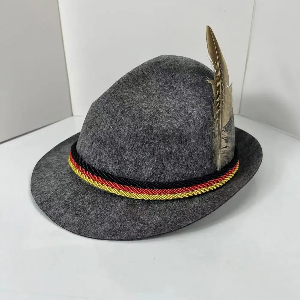 

Feather Decoration Hat Style Oktoberfest Fedora with Feather Rope Decor for 1920s Themed Parties Cosplay Events Unisex Retro Cap