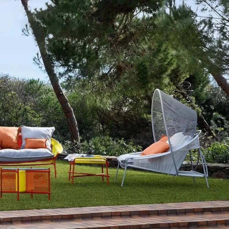 Outdoor villa courtyard leisure rattan tables and chairs hotel homestay open-air balcony waterproof and sun protection simple