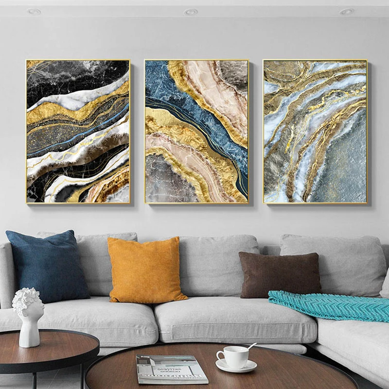 

3pcs/Set Minimalist Abstract Marble-textured Canvas Poster Wall Art Paintings, Modern Nordic Living Room Home Decoration, Murals