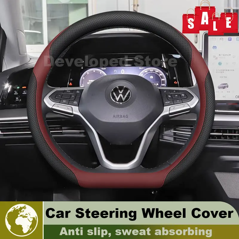 Leather Car Steering Wheel Cover For Volkswagen golf8 mk7 Taos 2026-2021 popular style Auto interior Volkswagen Taos Accessories