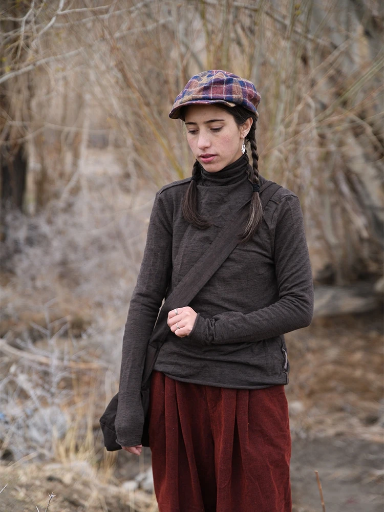 

Оригинальный дизайн, смесь хлопчатобумажной шерсти с высоким воротником, длинный свеч, трикотажная T irt Base irt Left Bank Mystical Fraance