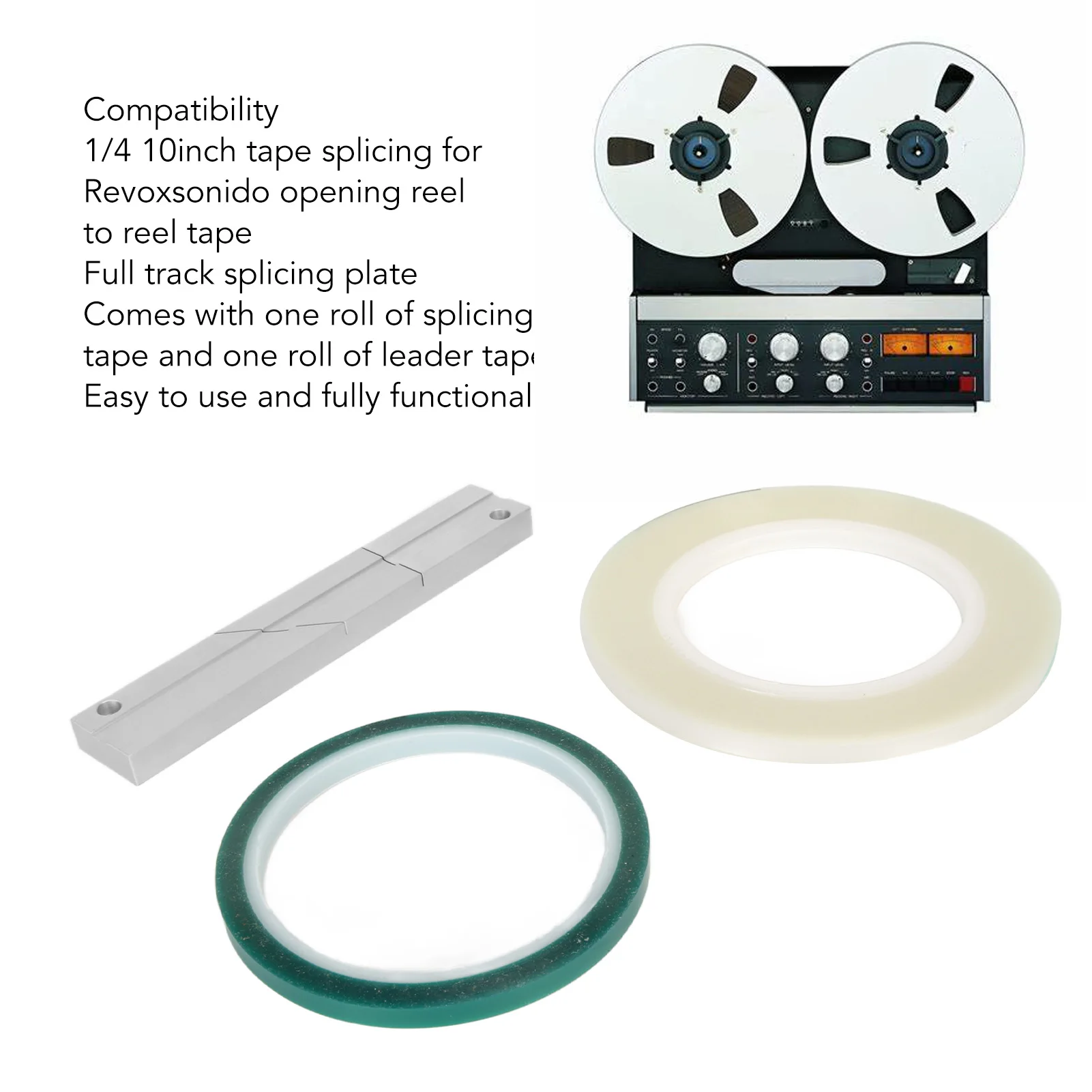 Tape Splicing Block Easy Installation 1/4 10 Inch Tape Splicing Kit Aluminum Alloy for Open Reel To Reel Tape Media