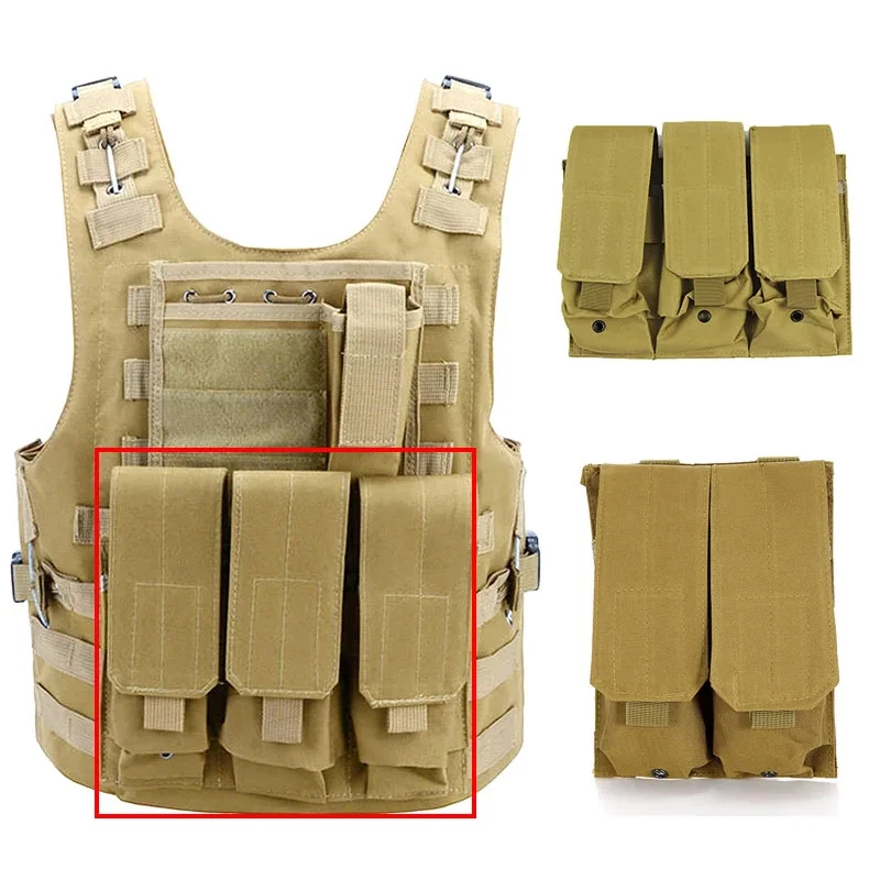 Tactical MOLLE Triple Magazine Pouches Double Triple Shooting Mag Pouch Wargame Paintball 5.56 7.62Mag Bag