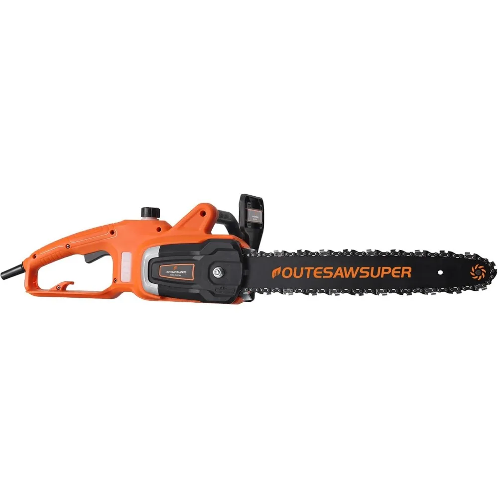 16-Inch Corded Electric Chainsaw with Automatic Chain Refueling for Wood Cutting, Tree Trimming, and Pruning