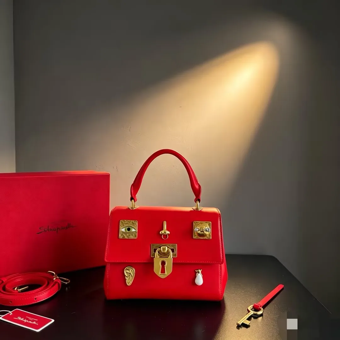 New Luxury Face Charms Leather Padlock Designer Shoulder Bag High End Handbag Elegant Chic Bijoux Secret Bag Women Luxury Smooth image 6